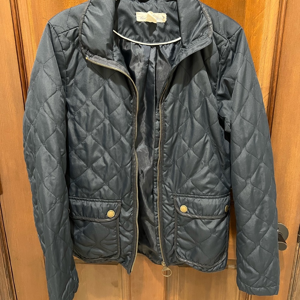 Quilted Navy Blue Jacket with Gold Accents
